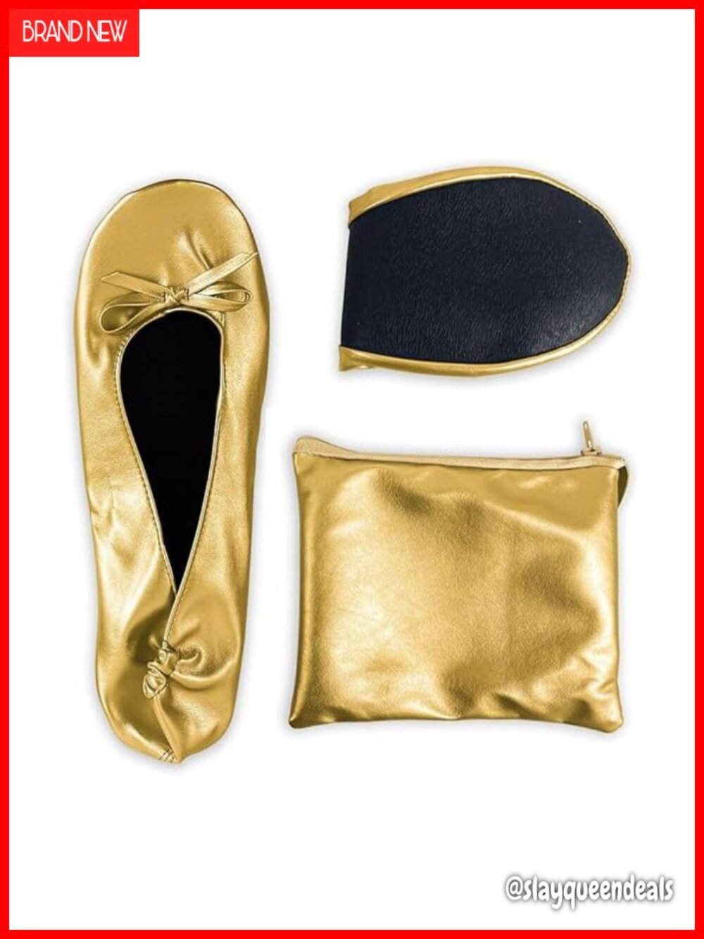 Women's Foldable Ballet Flats PU Peep Toe Dance Shoes for Wedding Travel